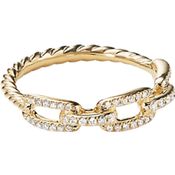 David Yurman Stax Single Row Pave Chain Link Ring - Gold/Diamonds