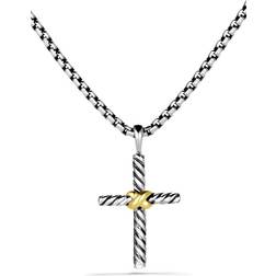 David Yurman Petite X Cross Necklace - Silver/Gold