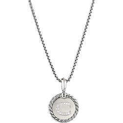 David Yurman Initial Charm Necklace - Silver/Diamonds