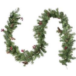 Northlight 9' x 10" Noble Fir Berries Artificial Christmas Garland Clear Lights Green