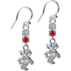 Dayna Designs Wisconsin Badgers Dangle Earrings - Silver/Red/Transparent