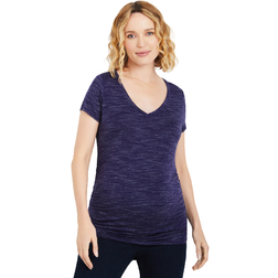 Motherhood V-Neck Side Ruched Maternity Tee Navy Spacedye (95431-51)