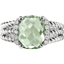 David Yurman Wheaton Petite Ring - Silver/Prasiolite/Diamonds