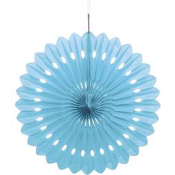 Unique Party Tissue Paper Fan Decoration, 16 in, Light Blue, 1ct