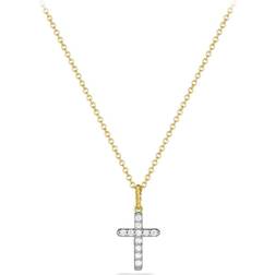 David Yurman Cable Collectibles Cross Necklace - Gold/Diamonds