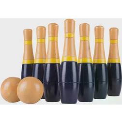 Hey! Play! Blue & Gold Wooden Bowling