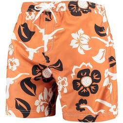 Wes & Willy Texas Longhorns Floral Volley Logo Swim Trunks - Texas Orange