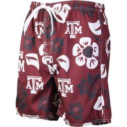 Wes & Willy Texas A&M Aggies Floral Volley Logo Swim Trunks - Maroon