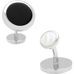 Cufflinks Inc Double Sided Round Beveled Cufflinks - Silver/Mother of Pearl/Onyx