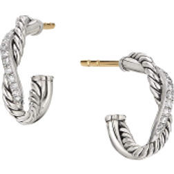 David Yurman Petite Infinity Huggie Hoop Earring - Silver/Gold/Diamond