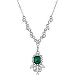 1928 Jewelry Women's Pendant Necklace - Silver/Transparent/Green