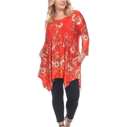 White Mark Paisley Scoop Neck Tunic Top Plus size - Red