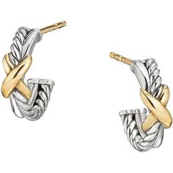 David Yurman Petite X Mini Hoop Earrings - Gold/Silver
