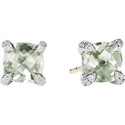 David Yurman Châtelaine Stud Earrings - Silver/Gold/Diamonds/Green