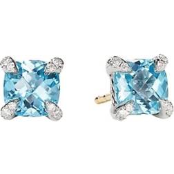 David Yurman Châtelaine Stud Earrings - Silver/Gold/Diamonds/Blue