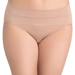 Warner's No Pinches No Problems Striped Hi Cut Brief - Toasted Almond