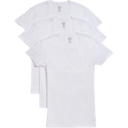 2(X)IST Essential Cotton Slim Fit Deep V Neck T-shirt 3-pack - White