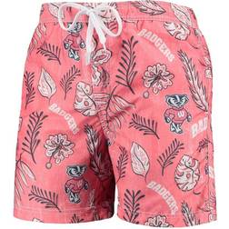 Wes & Willy Wisconsin Badgers Vintage Floral Swim Trunks - Red