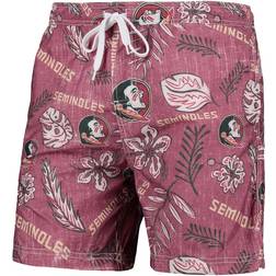 Wes & Willy Florida State Seminoles Vintage Floral Swim Trunks - Garnet