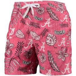 Wes & Willy Alabama Crimson Tide Vintage Floral Swim Trunks - Crimson