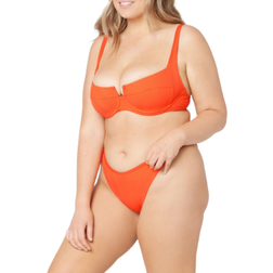 L*Space Pointelle Rib Camellia Bikini Top - Poppy