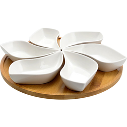 Elama Signature Modern Petal Lazy Susan Appetizer Tapas Set Serving 7pcs