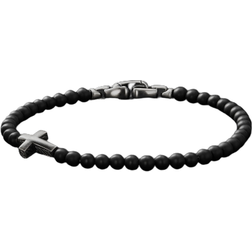 David Yurman Spiritual Beads Cross Station Bracelet - Silver/Black Onyx