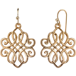 1928 Jewelry Filigree Drop Earrings - Gold