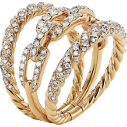 David Yurman Stax Three Row Ring - Gold/Diamonds