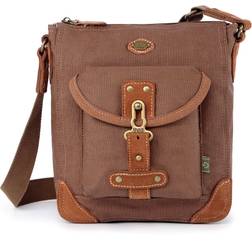 TSD Brand Dolphin Canvas Crossbody Bag - Coffee