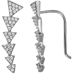 Adornia Arrow Climber Earrings - Silver/Transparent