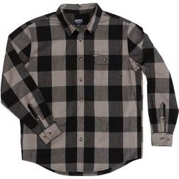 Smith's Workwear Men's Buffalo Pocket Flannel Button-Up Shirt - Grey/Black