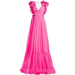 Mac Duggal Cutout Chiffon Gown - Hot Pink