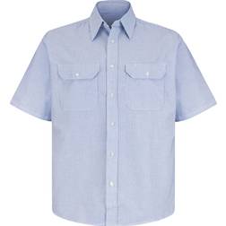 Red Kap Deluxe Short Sleeve Uniform Shirt - White/Blue