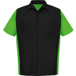 Red Kap Short Sleeve Two Tone Crew Shirt - Black/Lime