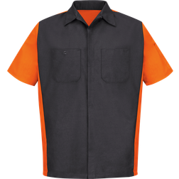 Red Kap Short Sleeve Two Tone Crew Shirt - Charcoal/Orange