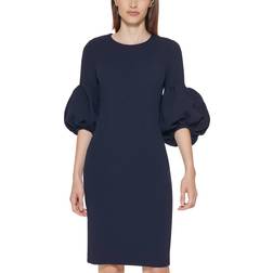 Calvin Klein Puff-Sleeve Sheath Dress - Indigo