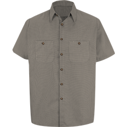 Red Kap Short Sleeve Microcheck Uniform Shirt - Khaki/Black Microcheck