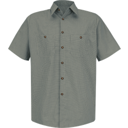 Red Kap Short Sleeve Microcheck Uniform Shirt - Hunter/Khaki Microcheck