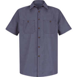 Red Kap Short Sleeve Microcheck Uniform Shirt - Blue/Charcoal Microcheck