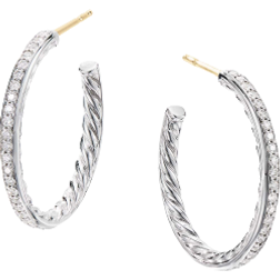 David Yurman Small Hoop Earrings - Silver/Gold/Diamonds