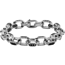 David Yurman Hex Chain Link Bracelet - Silver/Diamonds
