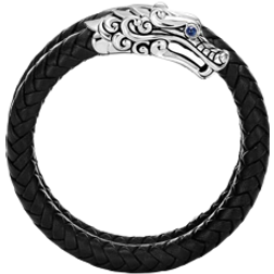 John Hardy Legends Naga Leather Coil Bracelet - Silver/Black/Sapphire