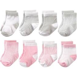 Hudson Basic Crew Socks, 8-Pack - Pink Stripes (10754570)