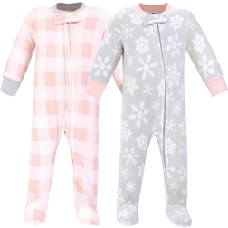 Hudson Baby Fleece Sleep N Play 2-Pack - Gray/Pink Snowflake (10158793)