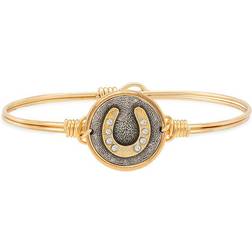 Luca + Danni Lucky HorseShoe Charm Bangle Bracelet - Gold/Transparent