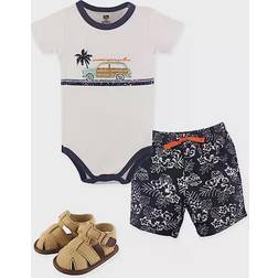 Hudson Baby Bodysuit Shorts & Shoes 3-Piece Set - Surf Car (10155201)