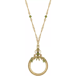 1928 Jewelry Magnifying Glass Necklace - Gold/Green/Transparent
