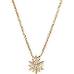 David Yurman Petite Starburst Station Necklace - Gold/Diamonds