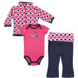 Yoga Sprout Track Jacket Bodysuit & Pant 3-Piece Set - Pink Bird (10190167)